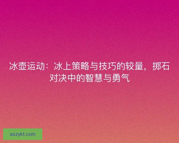 冰壶运动：冰上策略与技巧的较量，掷石对决中的智慧与勇气